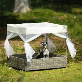 Pet Outdoor Furniture, Pet Patio Furniture, Seasonal PE Wicker Pet Furniture, Dog Bed With Curtain