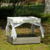 Pet Outdoor Furniture, Pet Patio Furniture, Seasonal PE Wicker Pet Furniture, Dog Bed With Curtain
